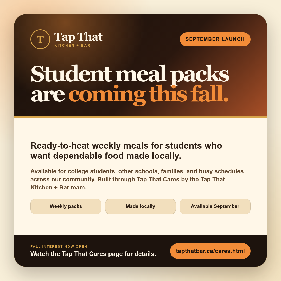 Tap That student meal packs coming this fall, available September.